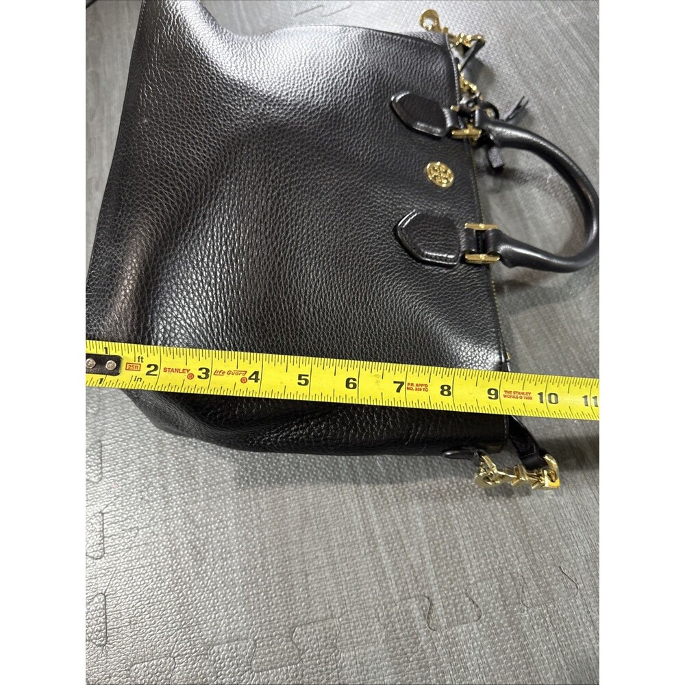 Tory Burch Robinson Pebbled Black Leather Satchel Tote Handles Strap - Picture 13 of 15